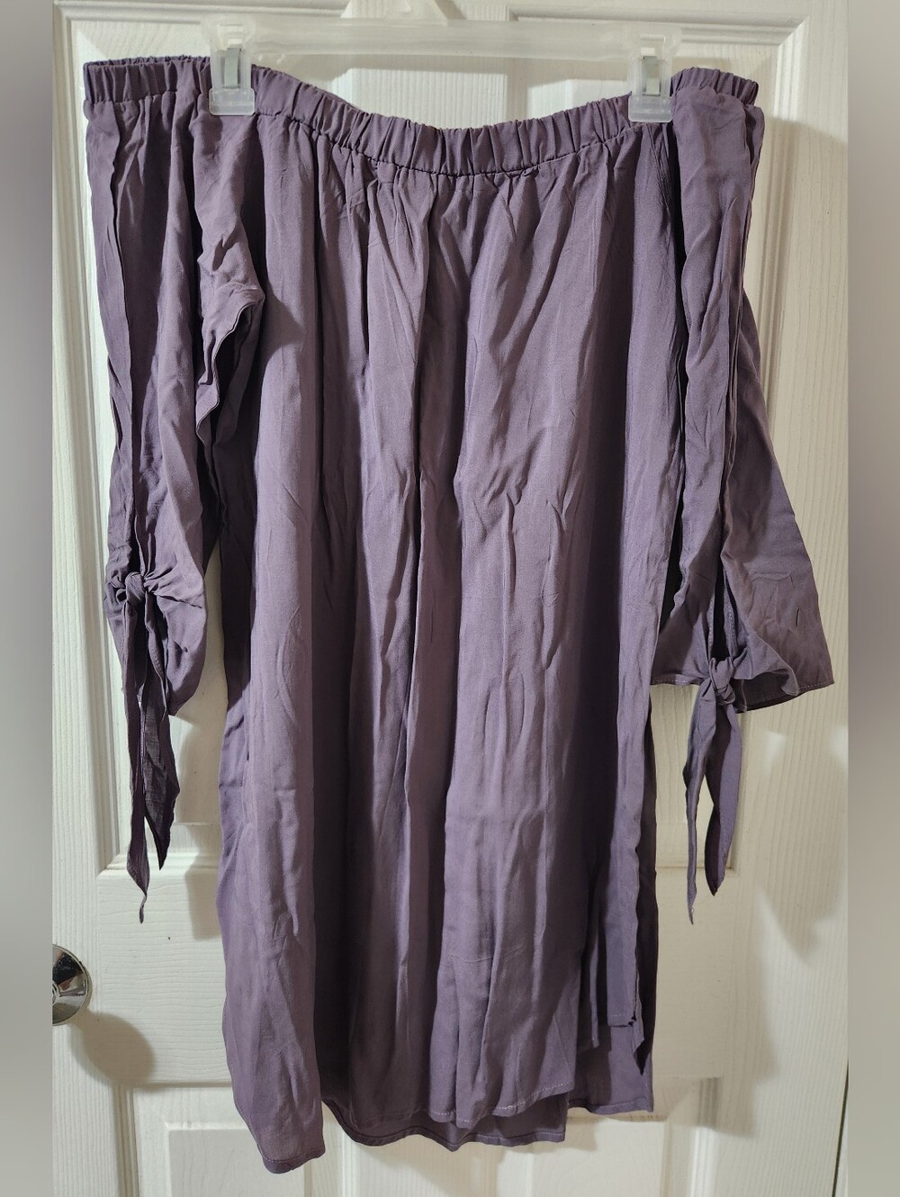 Off-the-Shoulder Mini Dress in Dusty Lavender